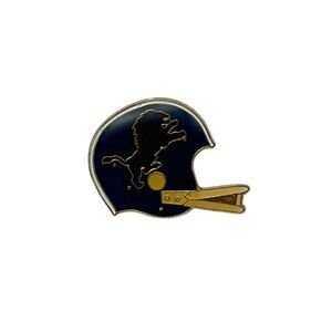 Vintage Detroit Lions Enamel Pin Gold Tone Football Helmet Rampant Logo 80s NFL